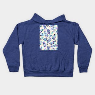 Hand Painted Purple & Aqua Leaf Pattern on Cream Kids Hoodie